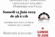 Vente tartes et pizzas cuites au feu de bois du restaurant scolaire samedi 15 juin