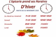 Changement d’horaires de l’épicerie