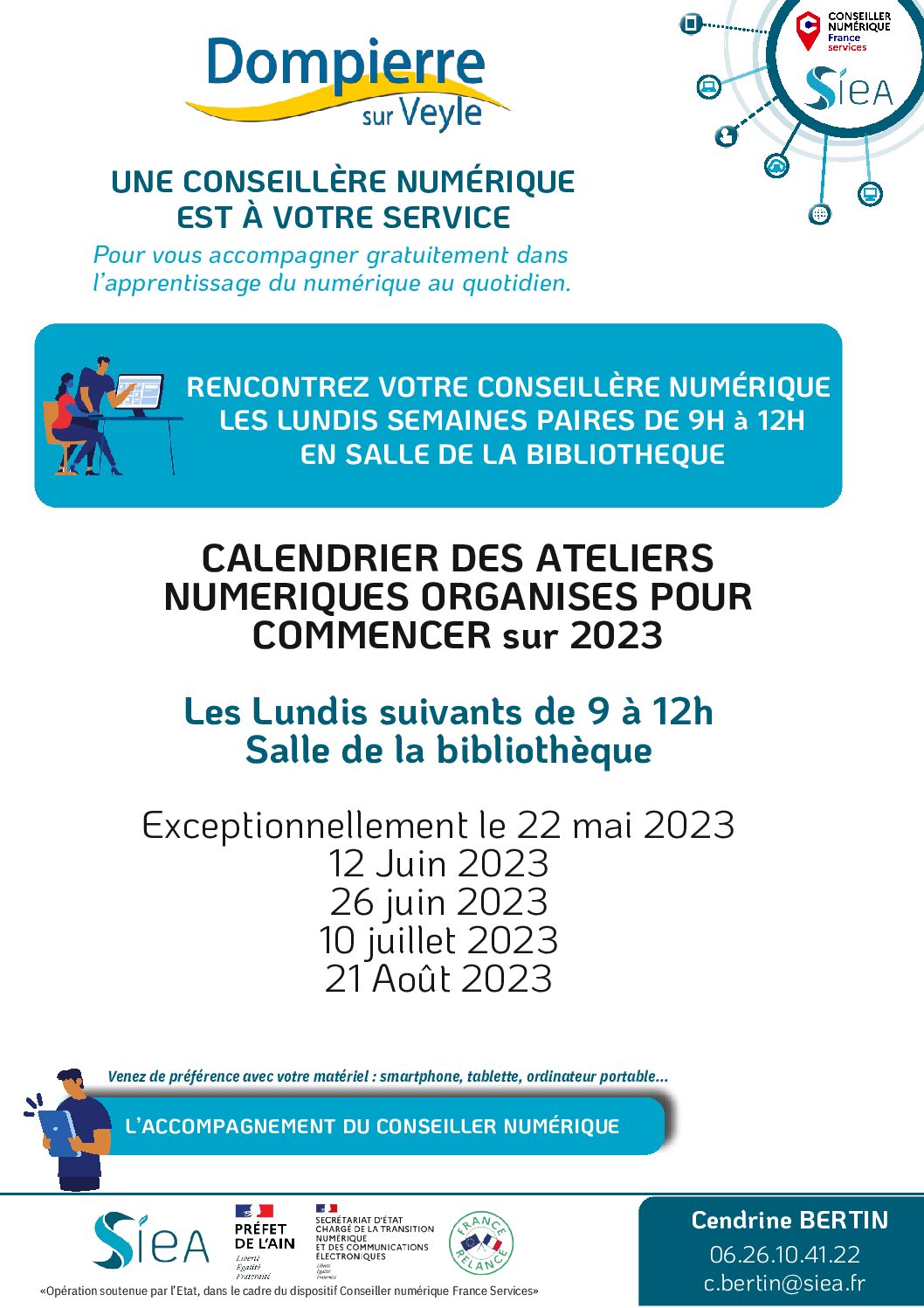 Calendrier des ateliers numériques 2023