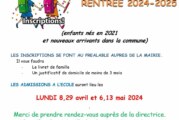 Inscriptions scolaires rentrée 09/2024