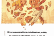 PARTIR EN LIVRE – animations gratuites tout public le 10 juillet au verger près du plan d’eau à partir de 15h30